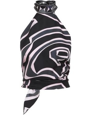 PUCCI Abstract-Print Halterneck Top - Black