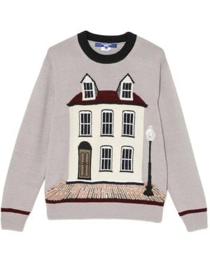 Junya Watanabe Pullover Mit House-Intarsie - Weiß