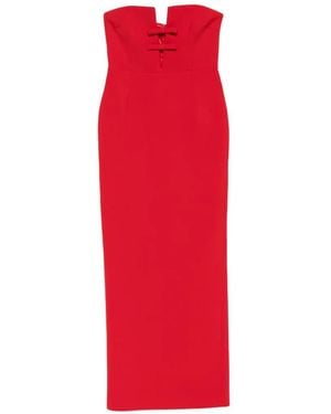 The New Arrivals Ilkyaz Ozel Dow-Detail Strapless Maxi Dress - Red