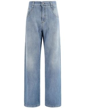 Ermanno Scervino Chevron-Pattern Baggy Jeans - Blue