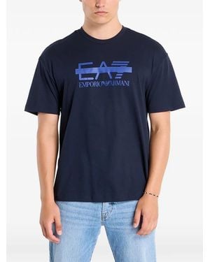 EA7 Logo-Print T-Shirt - Blue