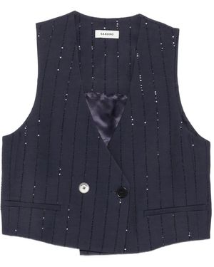 Sandro Sequin-Embellished Waistcoat - Blue