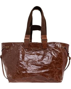 Isabel Marant Leather Drawstring Tote Bag - Brown