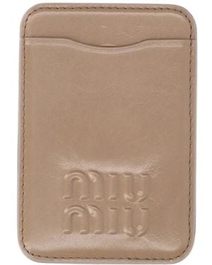 Miu Miu Leather Cardholder - Natural