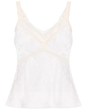 LoveShackFancy 'Lirena Lace Trim Floral Blouse - White