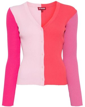 STAUD Cárdigan De Canalé Cargo - Rosa