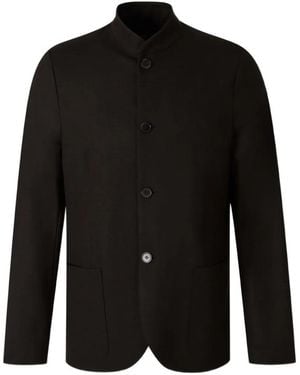Harris Wharf London Nehru High-Neck Patch-Pocket Jacket - Black