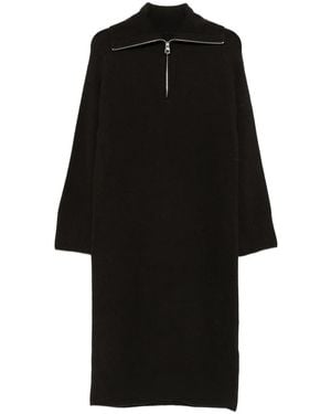 Marc O' Polo High-Neck Zip-Front Midi Dress - Black