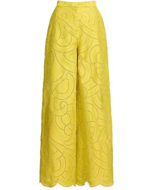 Elie Saab Swirl-embroidered pants - Amarillo