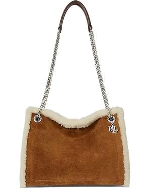 Ralph Lauren Medium Bradley Shearling-Trim Shoulder Bag - Brown