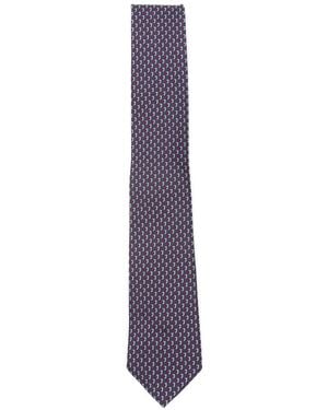 Ferragamo Bicolour Gancini Jacquard Tie - Purple