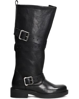 GISÉL MOIRÉ Botas America Con Correa Con Hebilla - Negro