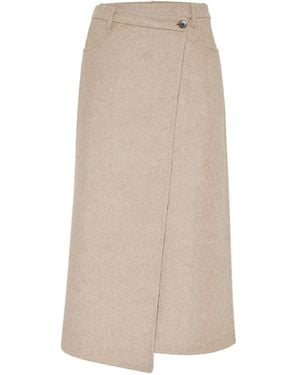 Brunello Cucinelli ウールラップスカート - ナチュラル