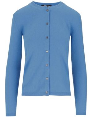 LA ROSE Button-Up Cardigan - Blue