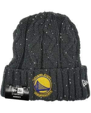 KTZ Golden State Warriors Cable-Knit Beanie Hat - Grey