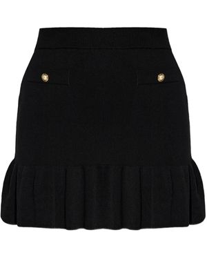 Alessandra Rich Pearl-Embellished Ruffled Skirt - Black