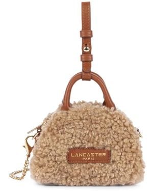 Lancaster Nano Shearling-Effect Leather Clutch Bag - Natural