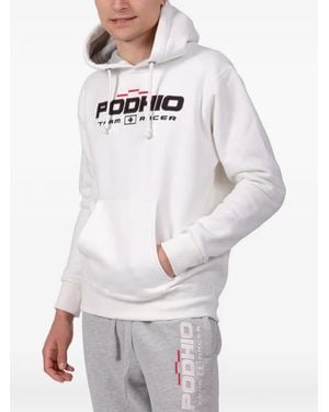 PODHIO Logo-Print Drawstring Hoodie - White