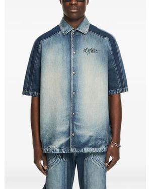 Off-White c/o Virgil Abloh Cherry Short-Sleeve Denim Shirt - Blue