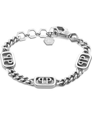 Philipp Plein Lettering Logo-Chain Bracelet - Metallic
