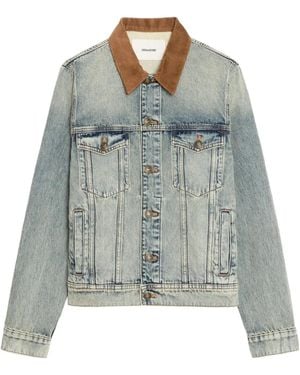 Zadig & Voltaire Corduroy-Collar Denim Jacket - Blue