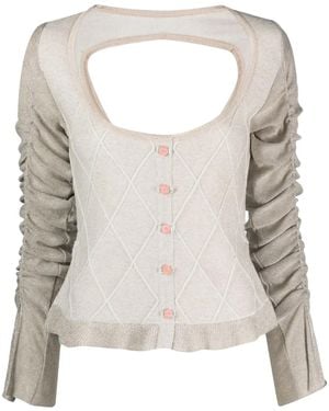 Cormio Elena Draped-Sleeve Cardigan - Natural