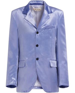 Marni Gima Single-Breasted Satin Blazer - Blue