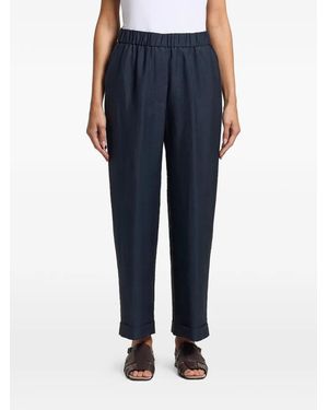 Peserico Elastic-Waist Turn-Up Trousers - Blue