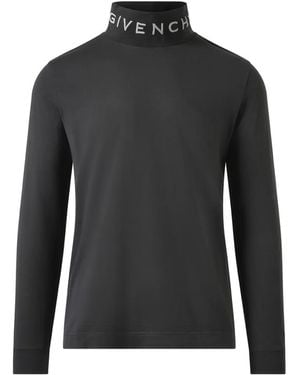 Givenchy Logo-Embroidered Turtleneck T-Shirt - Black