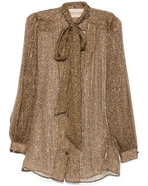 Valentino Garavani Blouse En Soie À Imprimé Léopard - Neutre
