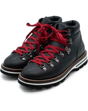 Monpiz Cortina Lace-Up Leather Boots - Red