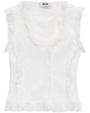 MSGM Ruffled Fringed Blouse - White