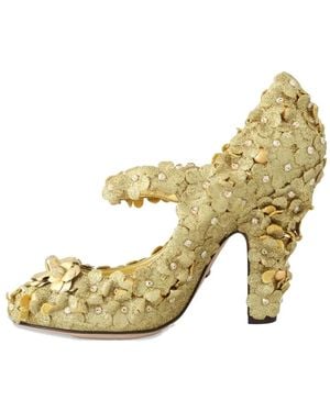 Dolce & Gabbana Floral-Appliques Crystal-Embellished Court Shoes - Metallic
