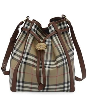 Burberry Kleine Check Beuteltasche - Natur
