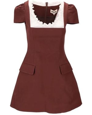 ShuShu/Tong Kurzärmeliges Kleid mit Wellensaum - Rot