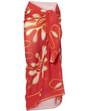 Cala De La Cruz Floral-Print Sarong - Red