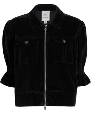 Cinq À Sept Holly Short-Sleeve Velour Jacket - Black