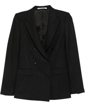 Tagliatore Pinstripe Double-Breasted Suit - Black