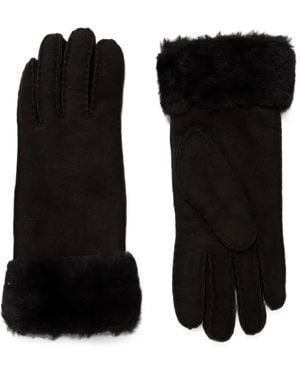 EMU Apollo Bay Shearling-Trim Suede Gloves - Black