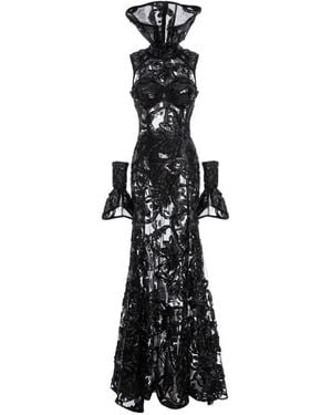 MITILIANE COUTURE Orchid-Embroidered Maxi Dress - White