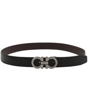Ferragamo Gancini-Buckle Leather Belt - White