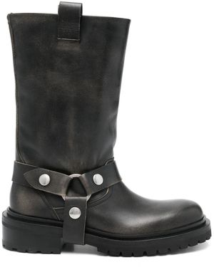 Golden Goose Distressed Leather Kurt Boots With Accents - Black
