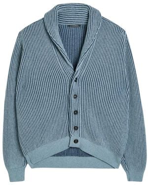 Begg x Co Striped Button Cardigan - Blue