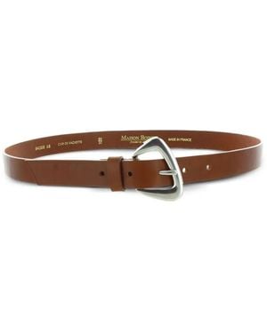 Maison Boinet Leather Triangular-Buckle Belt - Brown