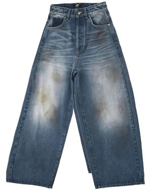 HTC Distressed Wide-Leg Jeans - Blue