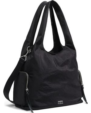 Bimba Y Lola Paper レザーショルダーバッグ L - ブラック