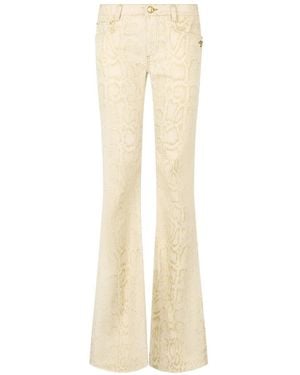 Roberto Cavalli Flared Jeans With Python Motif - White