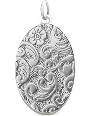 Monica Rich Kosann Floral-Pattern Oval-Shape Pendant - Gray