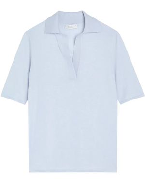 Gabriela Hearst Fine-Knit Polo-Neck T-Shirt - Blue