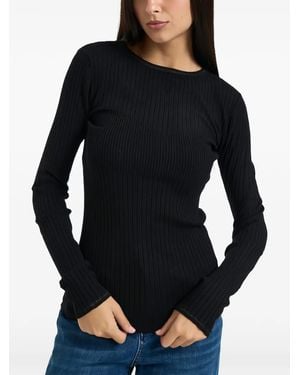 Patrizia Pepe Ribbed-Knit Jumper - Black